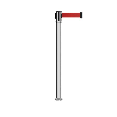 MONTOUR LINE Retractable Belt Fixed Stanchion, 2ft Pol.Steel Post  7.5ft Red Belt MX530F-PS-RD-75